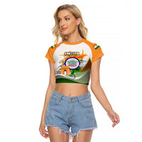Custom India Raglan Cropped T Shirt Swatantra Diwas Happy Indian Independence Day - Wonder Print Shop