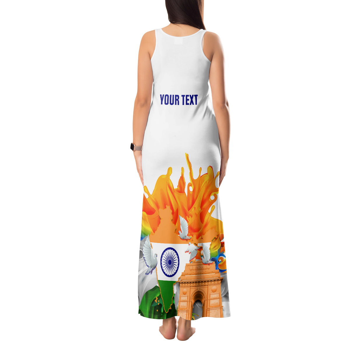 Custom India Tank Maxi Dress Swatantra Diwas Happy Indian Independence Day - Wonder Print Shop