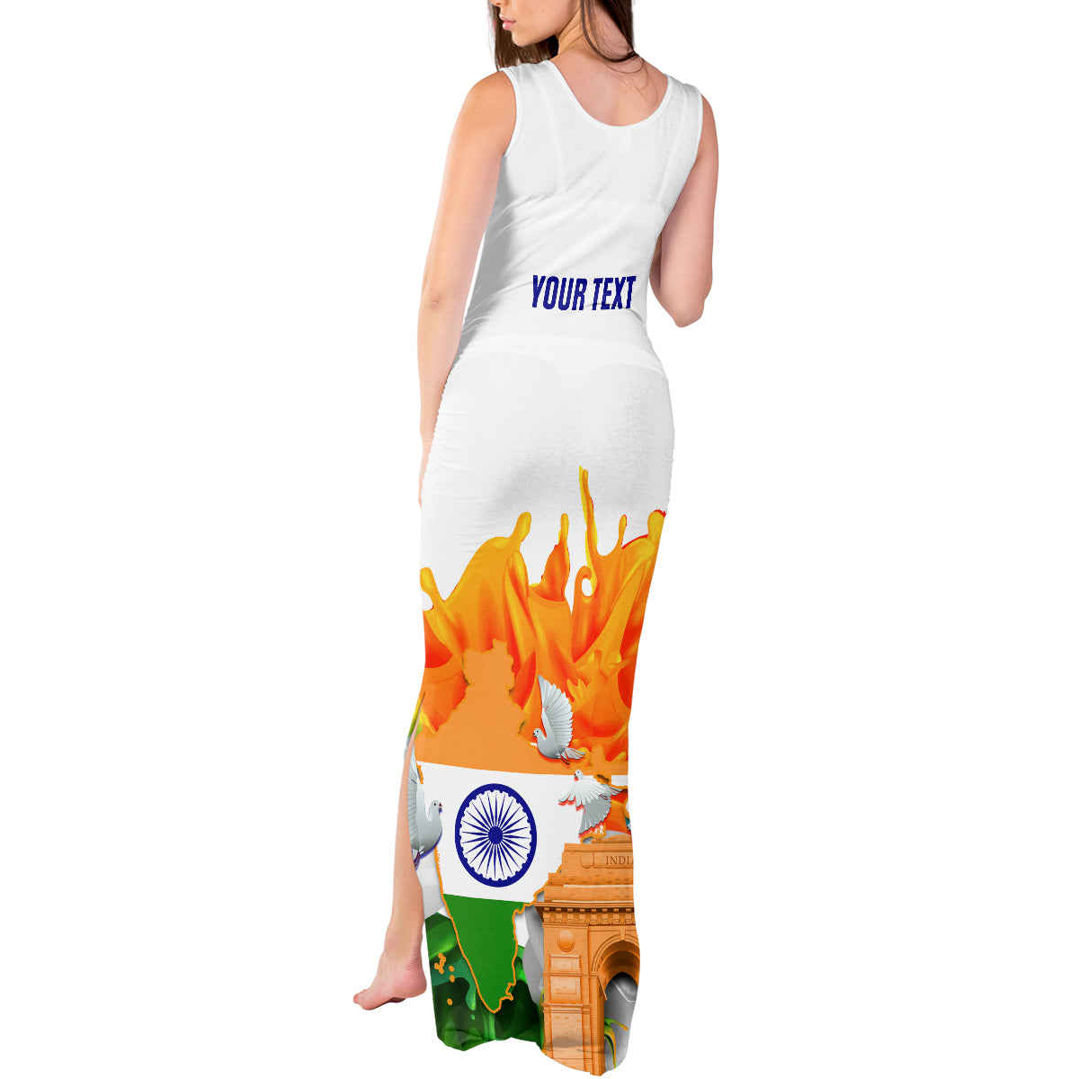 Custom India Tank Maxi Dress Swatantra Diwas Happy Indian Independence Day - Wonder Print Shop