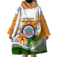 Custom India Wearable Blanket Hoodie Swatantra Diwas Happy Indian Independence Day - Wonder Print Shop