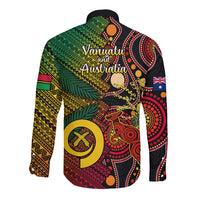 Vanuatu and Australia Long Sleeve Button Shirt Vanuatuan Polynesian Mix Aussie Aboriginal Art - Wonder Print Shop