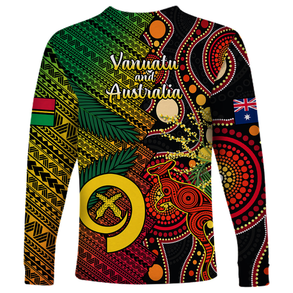 Vanuatu and Australia Long Sleeve Shirt Vanuatuan Polynesian Mix Aussie Aboriginal Art - Wonder Print Shop
