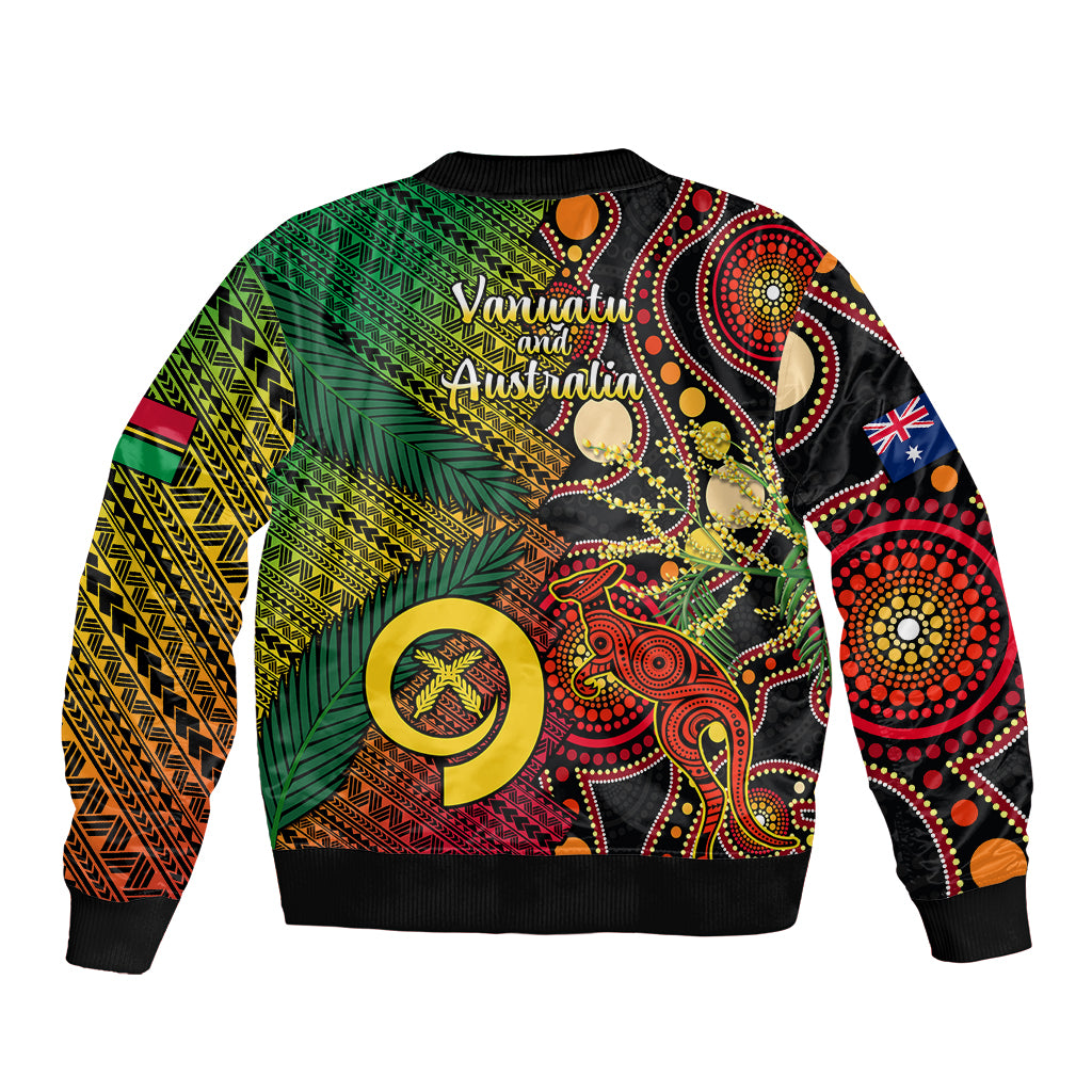 Vanuatu and Australia Sleeve Zip Bomber Jacket Vanuatuan Polynesian Mix Aussie Aboriginal Art - Wonder Print Shop