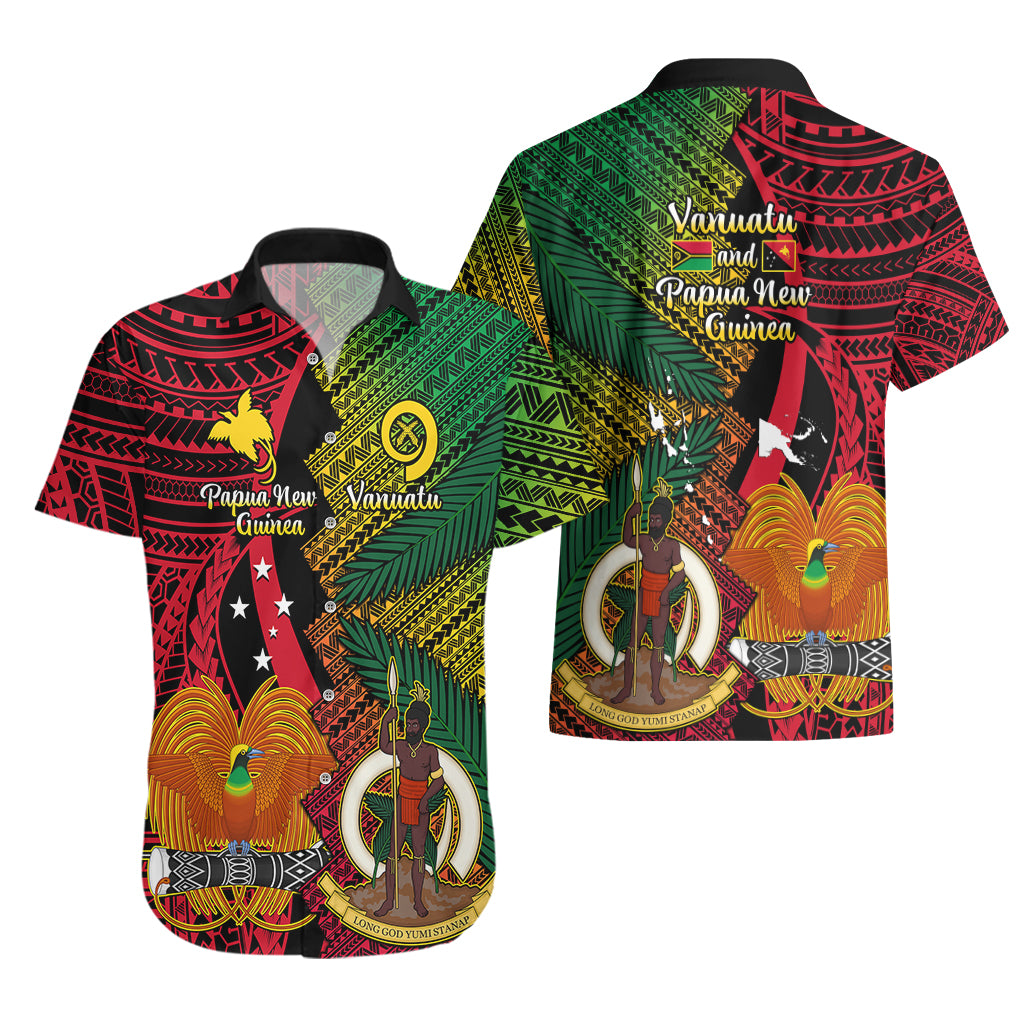 Vanuatu and Papua New Guinea Hawaiian Shirt Vanuatuan With PNG Polynesian Pattern - Wonder Print Shop