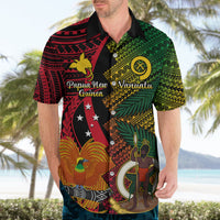 Vanuatu and Papua New Guinea Hawaiian Shirt Vanuatuan With PNG Polynesian Pattern - Wonder Print Shop