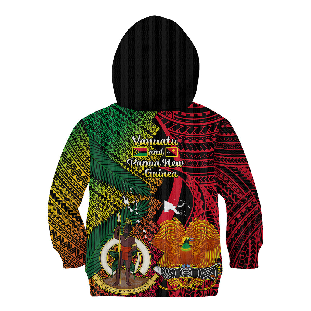 Vanuatu and Papua New Guinea Kid Hoodie Vanuatuan With PNG Polynesian Pattern - Wonder Print Shop