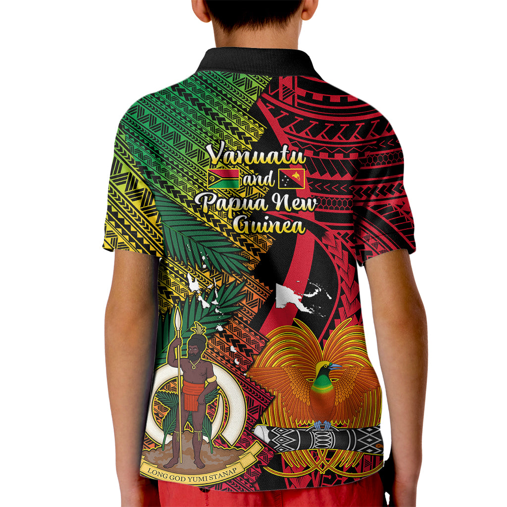 Vanuatu and Papua New Guinea Kid Polo Shirt Vanuatuan With PNG Polynesian Pattern - Wonder Print Shop