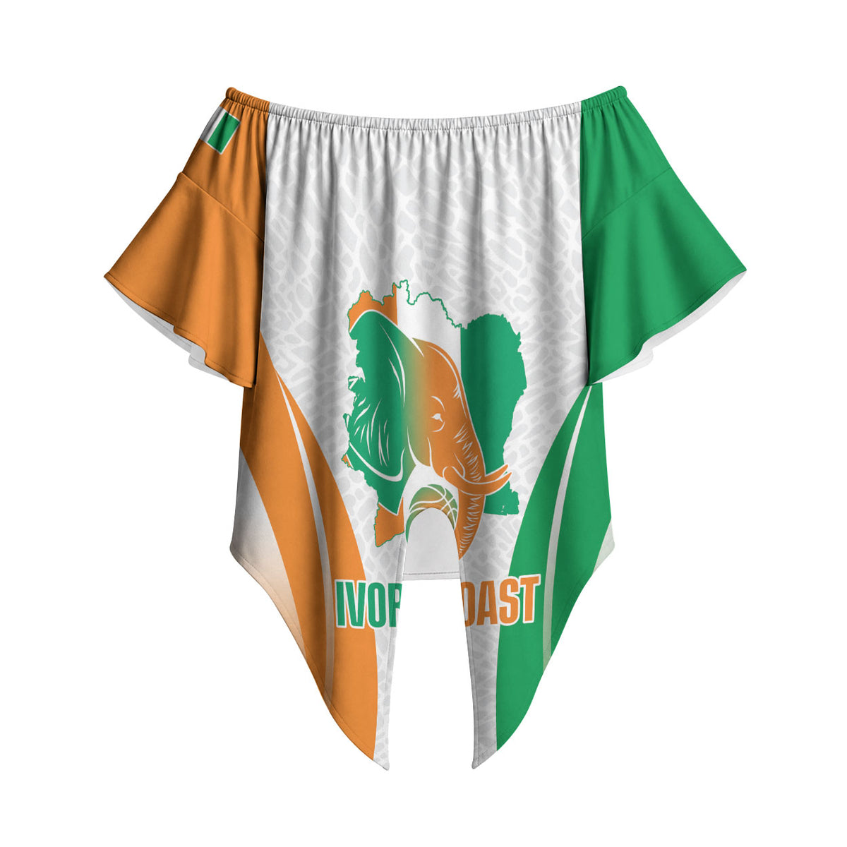 Ivory Coast Basketball Custom Off Shoulder Wrap Waist Top 2026 Allez Les Elephants