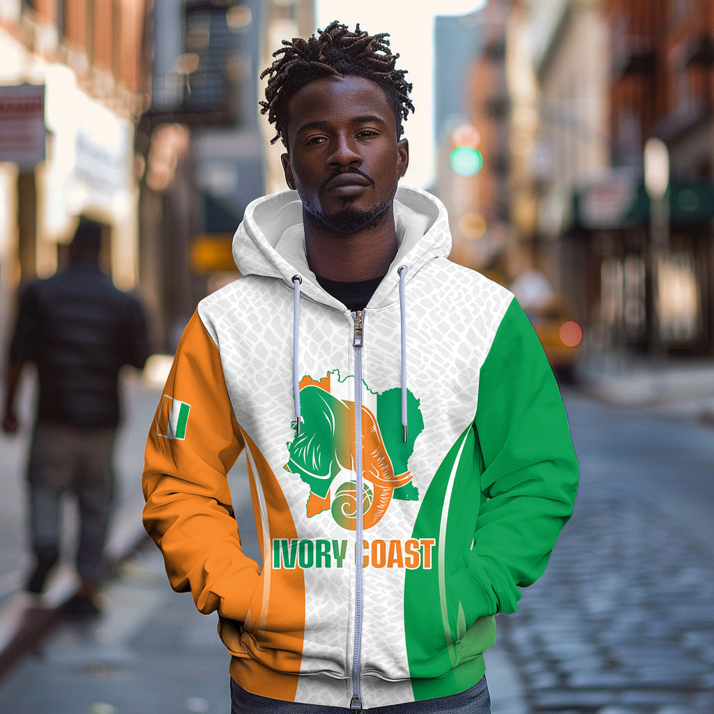 Ivory Coast Basketball Custom Zip Hoodie 2026 Allez Les Elephants
