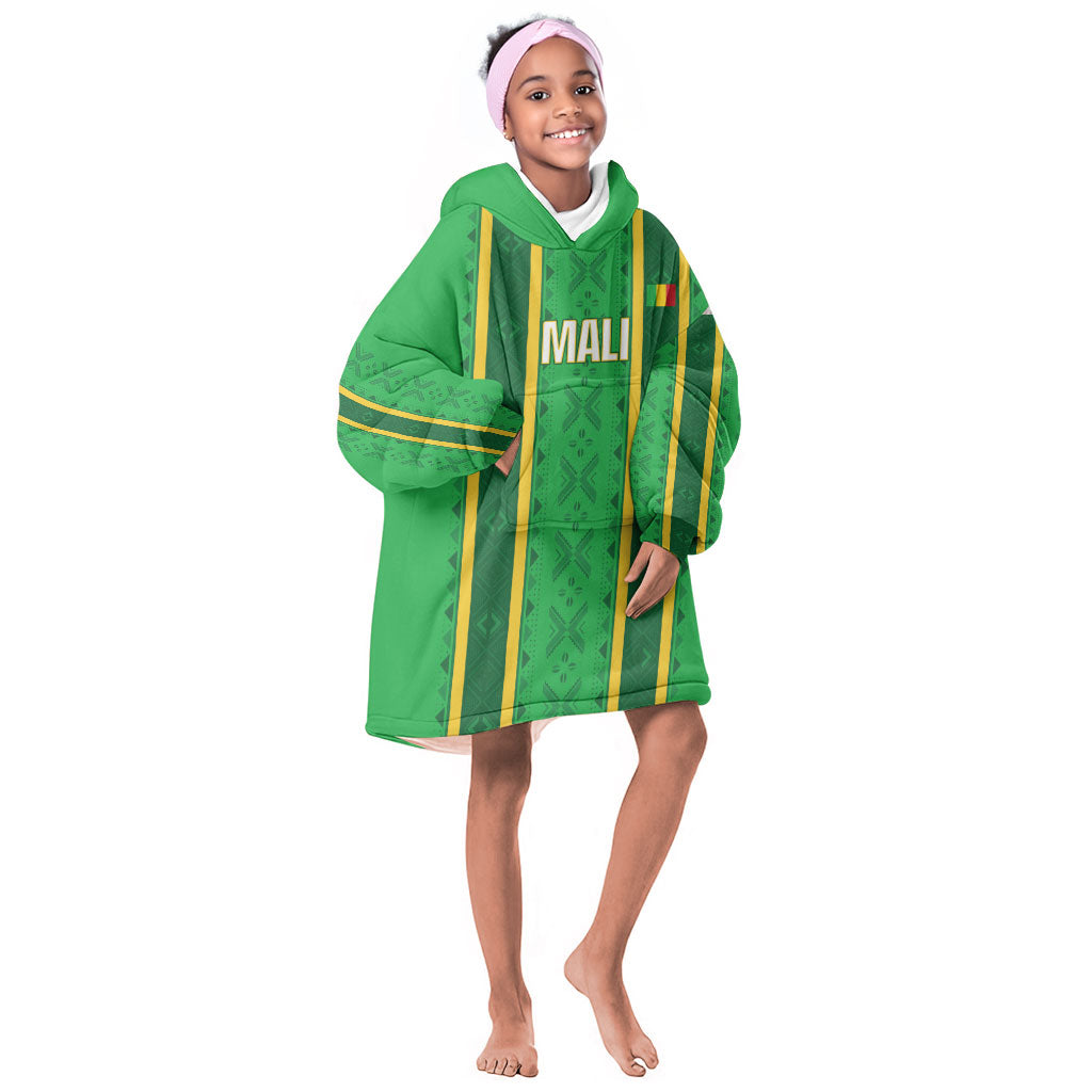 Mali Basketball Custom Kid Wearable Blanket Hoodie Mud Cloth Bogolan Pattern