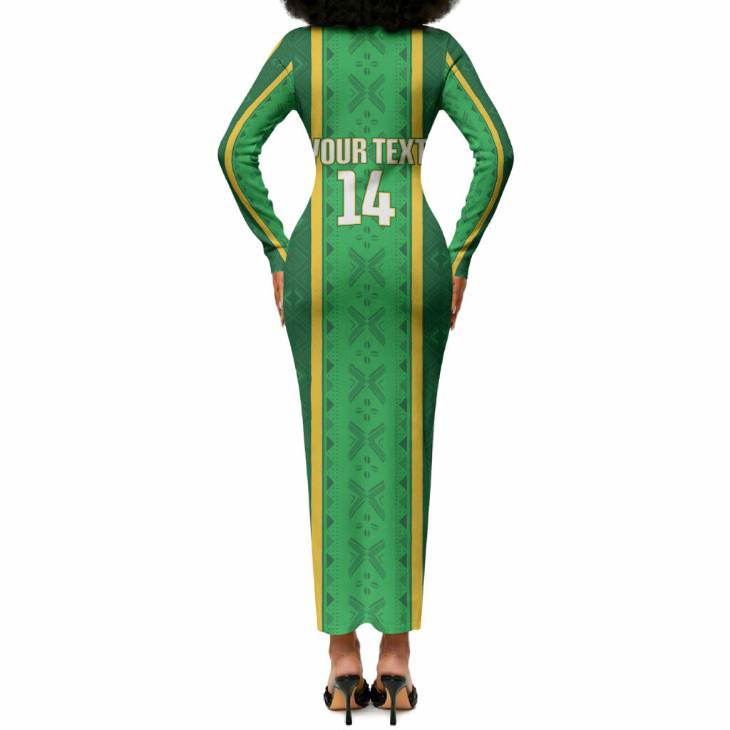 Mali Basketball Custom Long Sleeve Bodycon Dress Mud Cloth Bogolan Pattern