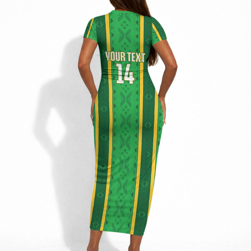 Mali Basketball Custom Short Sleeve Bodycon Dress Mud Cloth Bogolan Pattern