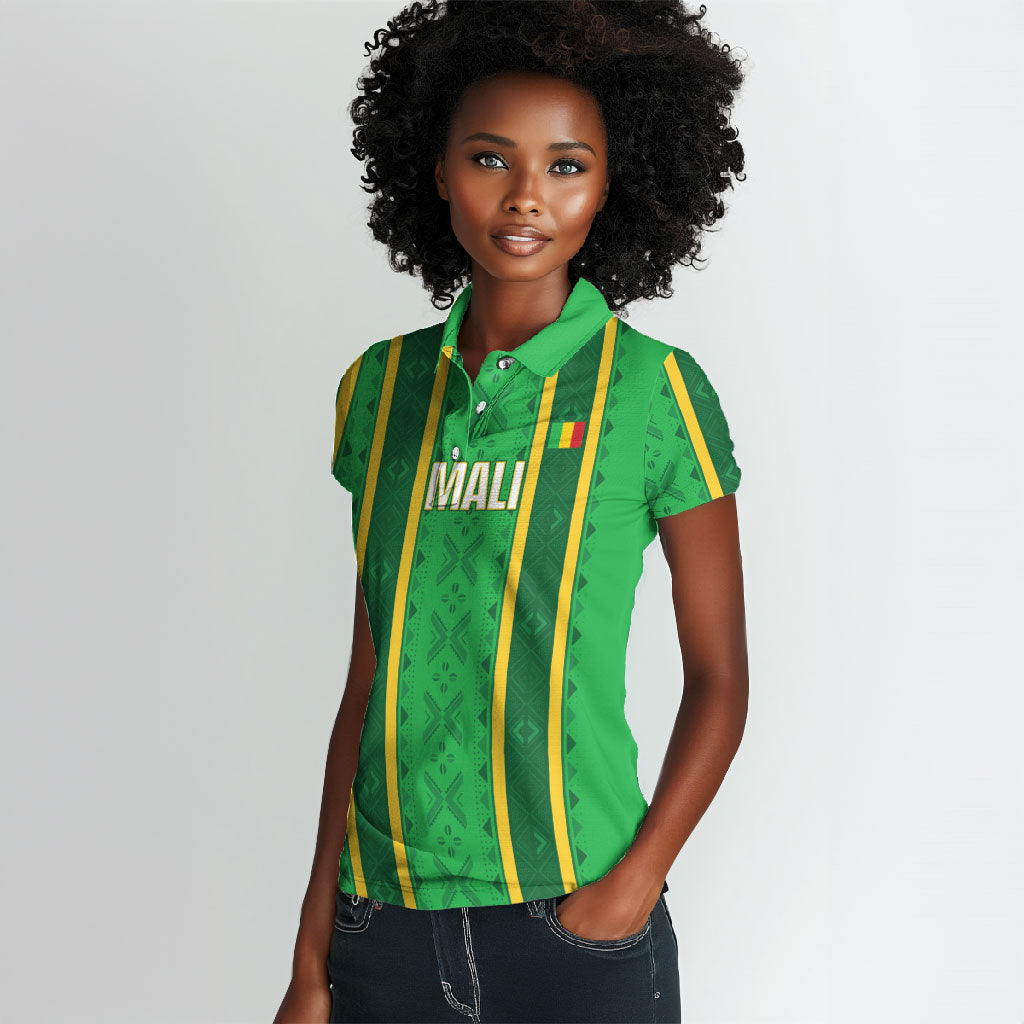 Mali Basketball Custom Women Polo Shirt Mud Cloth Bogolan Pattern
