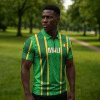 Mali Basketball Custom Zipper Polo Shirt Mud Cloth Bogolan Pattern