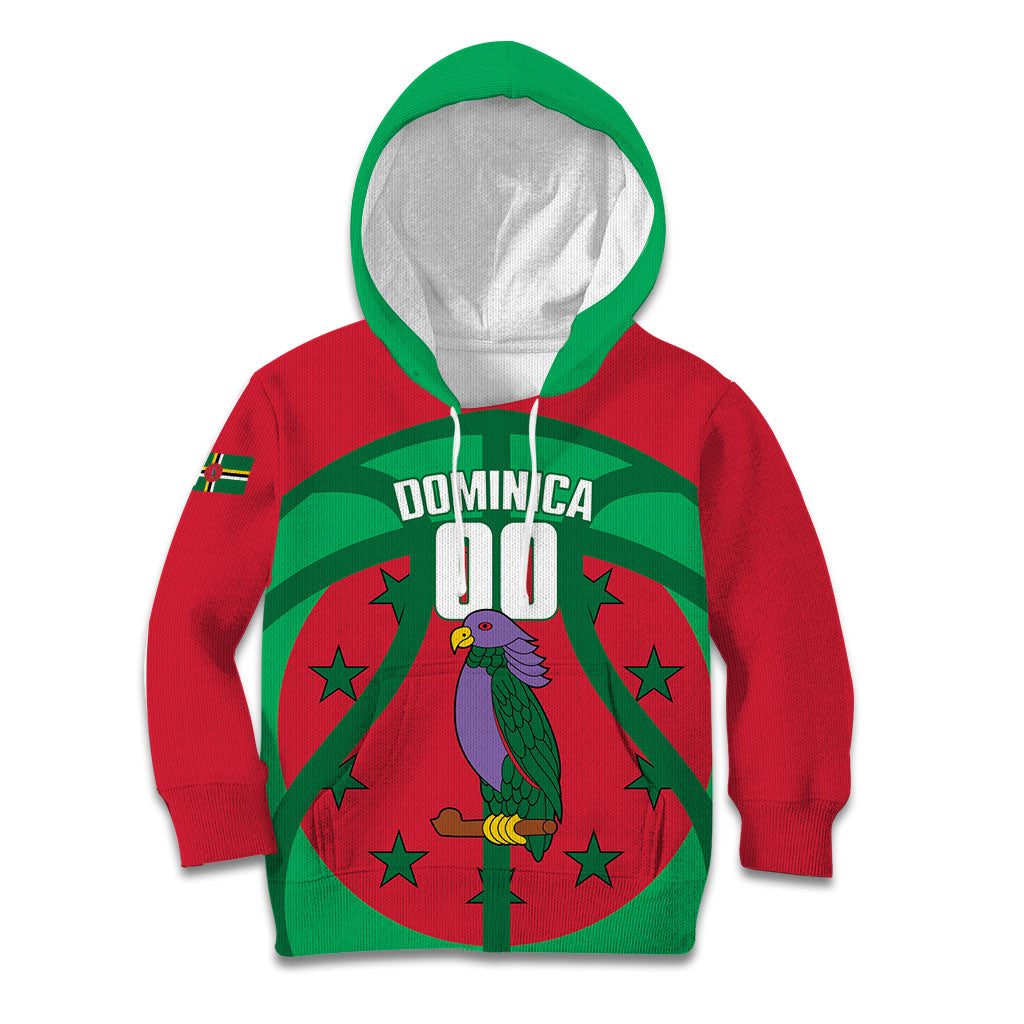 Dominica Basketball Custom Kid Hoodie Sisserou Parrot Sporty Style