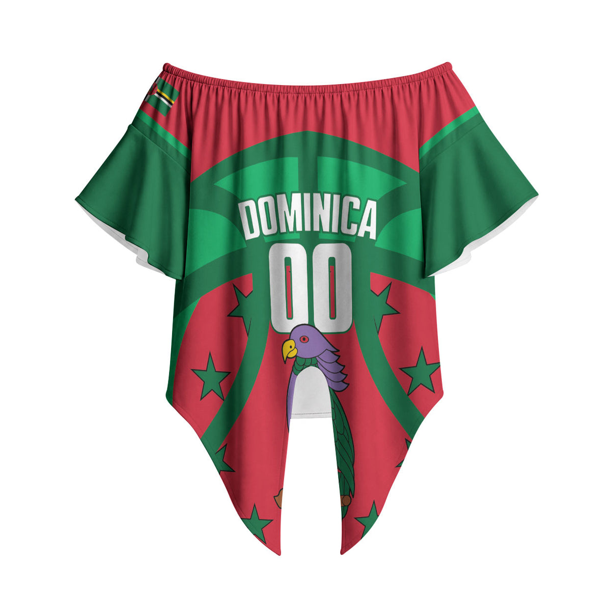 Dominica Basketball Custom Off Shoulder Wrap Waist Top Sisserou Parrot Sporty Style