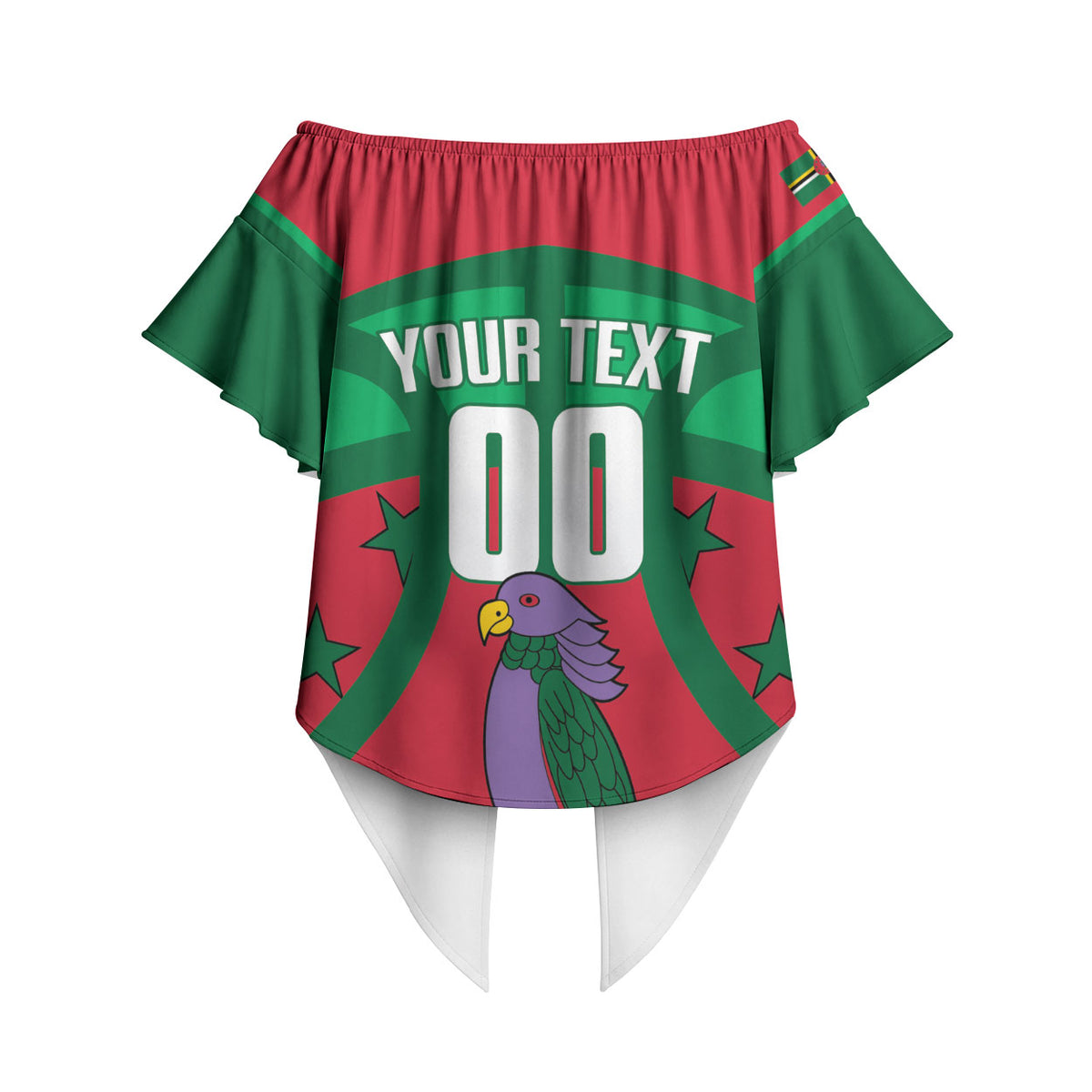 Dominica Basketball Custom Off Shoulder Wrap Waist Top Sisserou Parrot Sporty Style