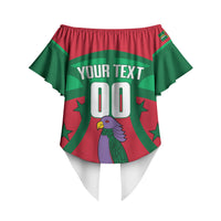 Dominica Basketball Custom Off Shoulder Wrap Waist Top Sisserou Parrot Sporty Style