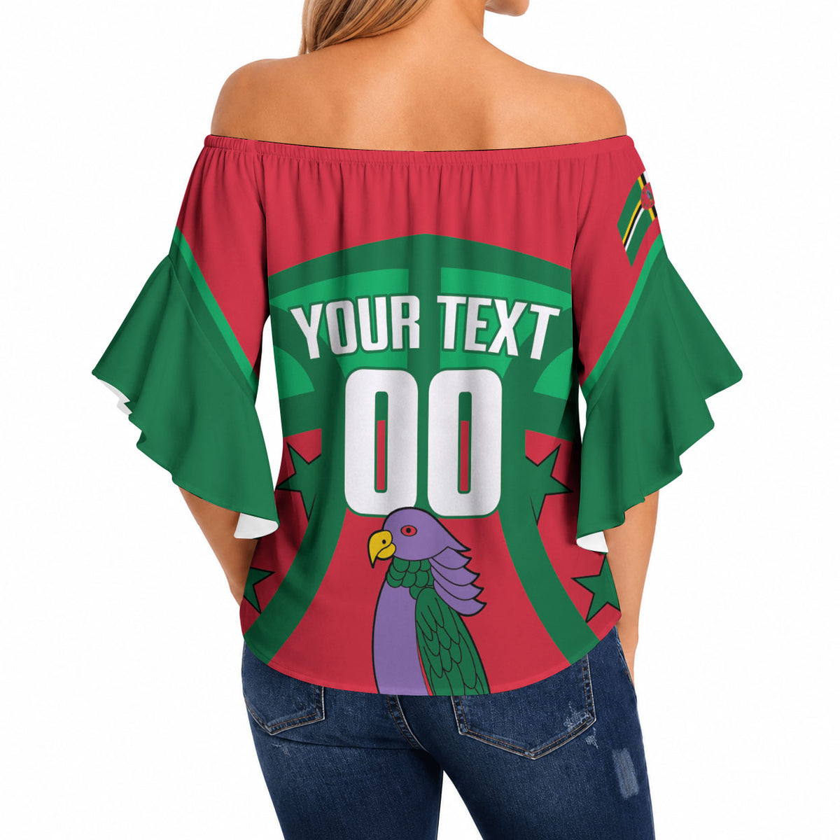 Dominica Basketball Custom Off Shoulder Wrap Waist Top Sisserou Parrot Sporty Style