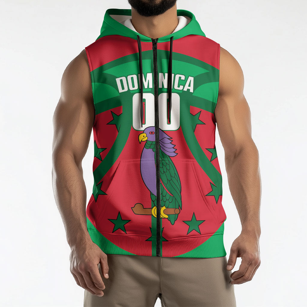 Dominica Basketball Custom Sleeveless Zip Hoodie Sisserou Parrot Sporty Style