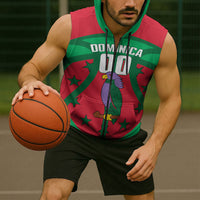 Dominica Basketball Custom Sleeveless Zip Hoodie Sisserou Parrot Sporty Style