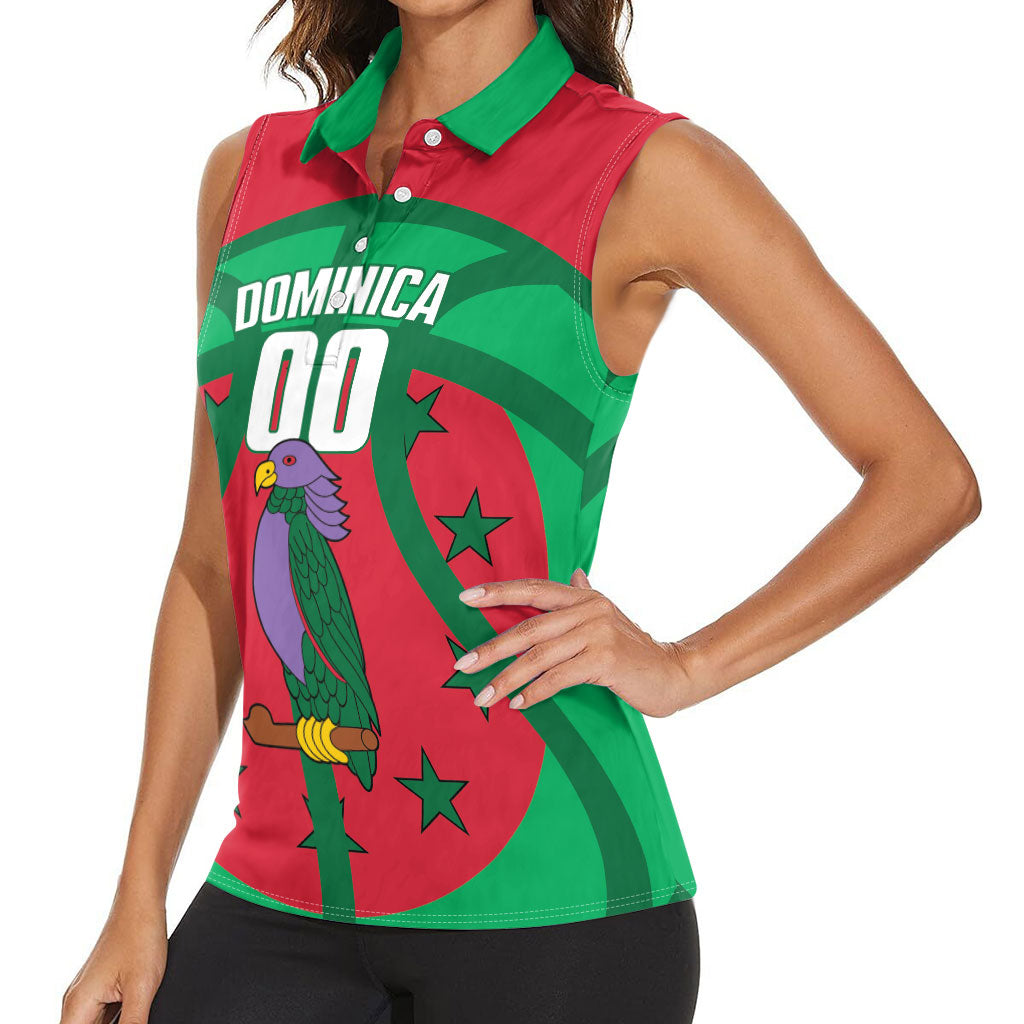 Dominica Basketball Custom Women Sleeveless Polo Shirt Sisserou Parrot Sporty Style