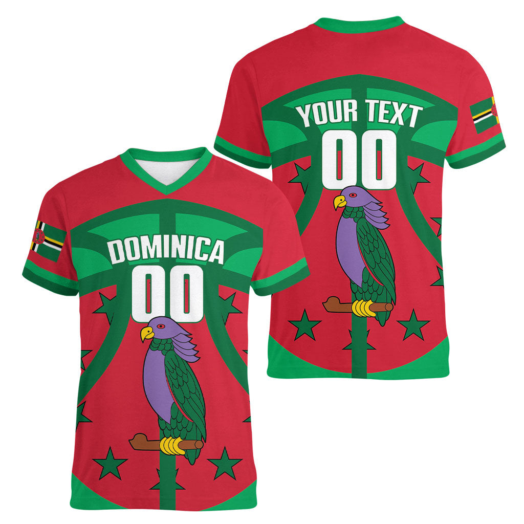 Dominica Basketball Custom Women V-Neck T-Shirt Sisserou Parrot Sporty Style