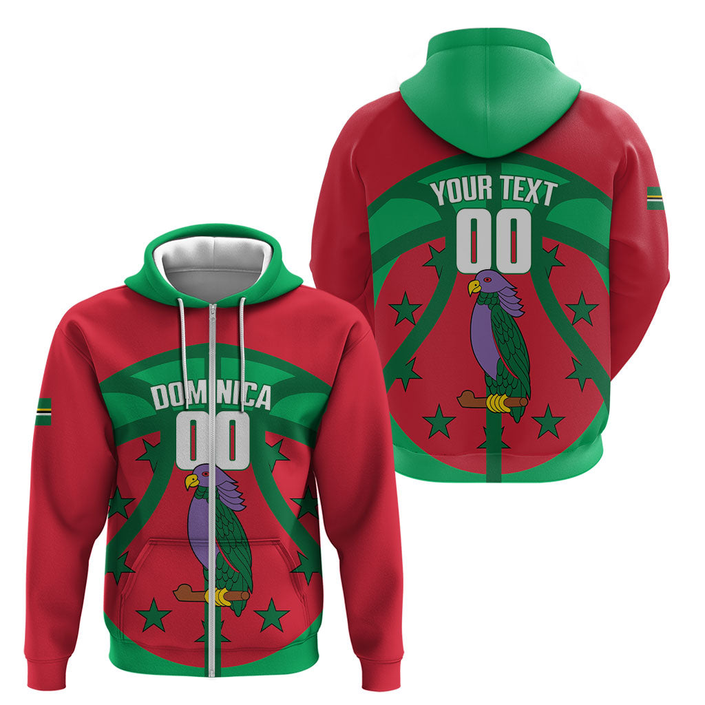 Dominica Basketball Custom Zip Hoodie Sisserou Parrot Sporty Style