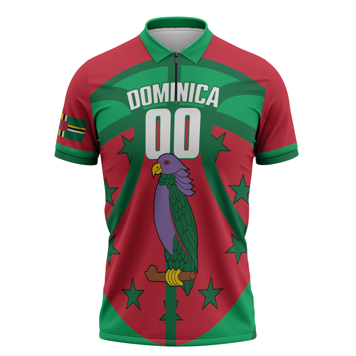 Dominica Basketball Custom Zipper Polo Shirt Sisserou Parrot Sporty Style