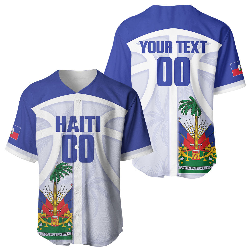 Haiti Basketball Custom Baseball Jersey Ayiti Coat Of Arms White Sporty Style