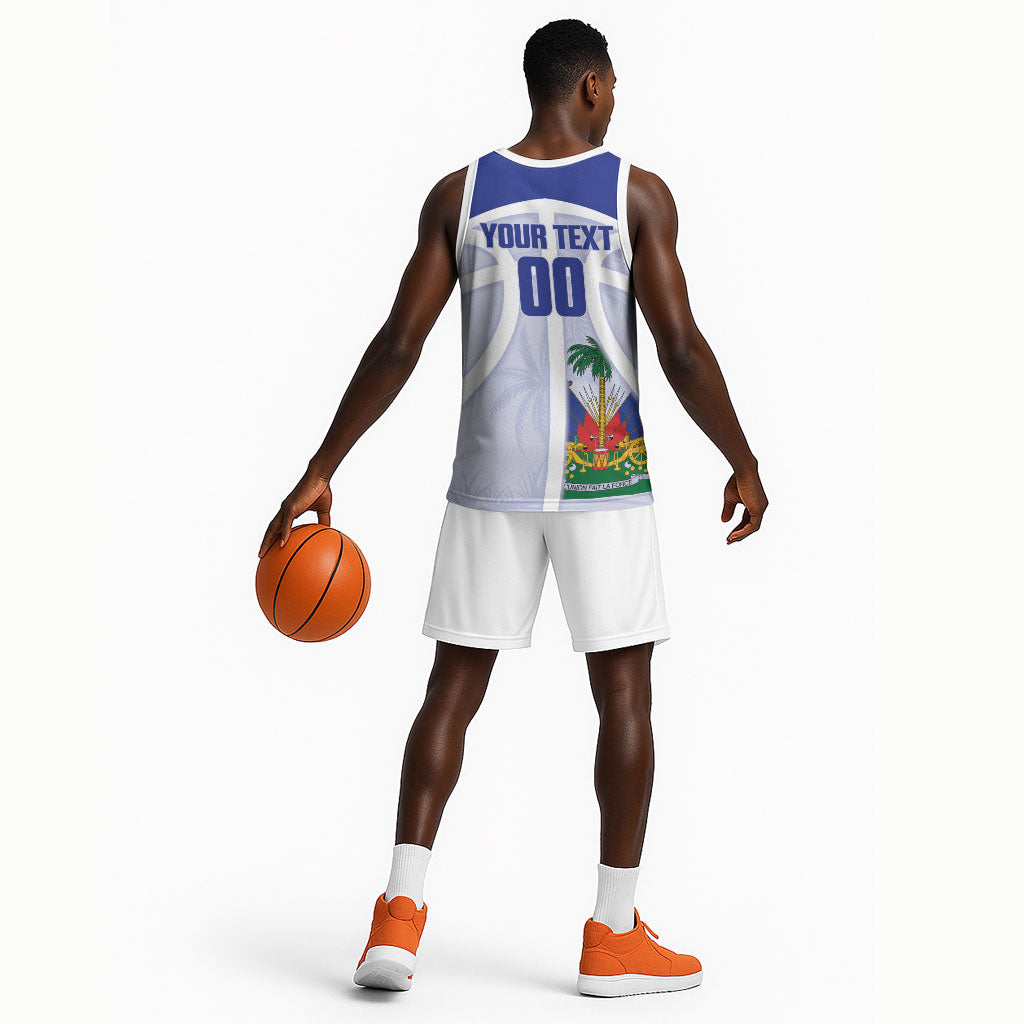 Haiti Basketball Custom Basketball Jersey Ayiti Coat Of Arms White Sporty Style