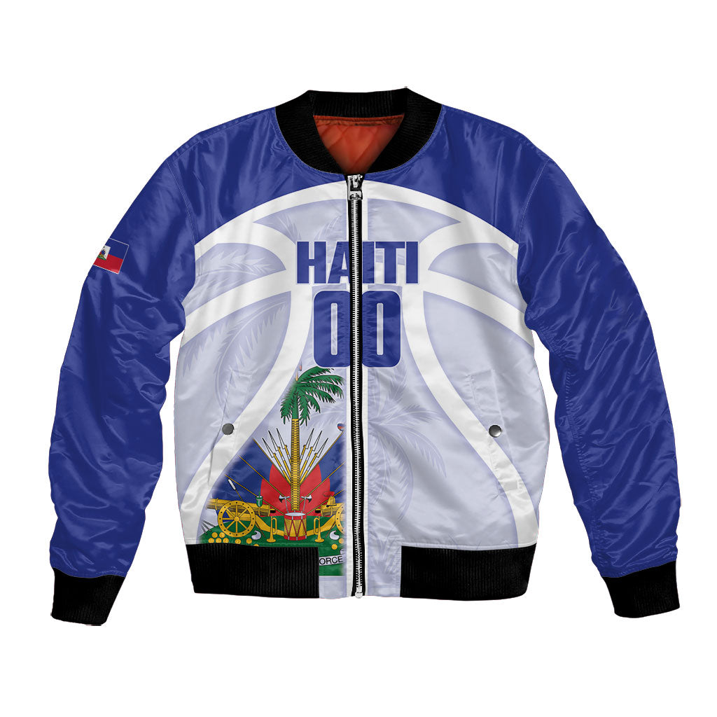 Haiti Basketball Custom Bomber Jacket Ayiti Coat Of Arms White Sporty Style