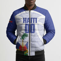 Haiti Basketball Custom Bomber Puffer Jacket Ayiti Coat Of Arms White Sporty Style