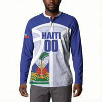 Haiti Basketball Custom Button Sweatshirt Ayiti Coat Of Arms White Sporty Style