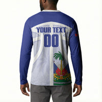 Haiti Basketball Custom Button Sweatshirt Ayiti Coat Of Arms White Sporty Style
