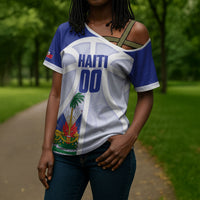 Haiti Basketball Custom Cross Shoulder Shirt Ayiti Coat Of Arms White Sporty Style