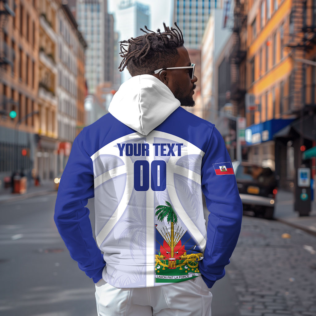 Haiti Basketball Custom Hoodie Ayiti Coat Of Arms White Sporty Style