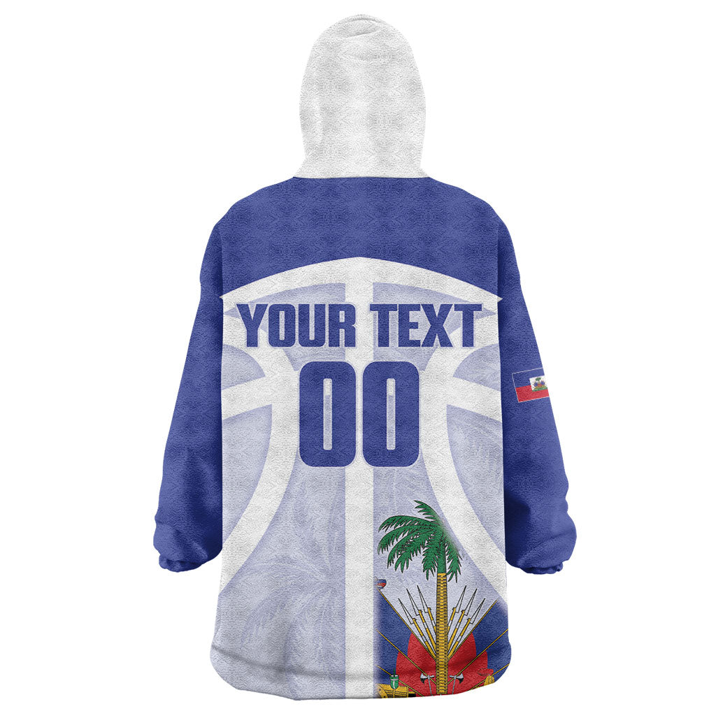 Haiti Basketball Custom Kid Wearable Blanket Hoodie Ayiti Coat Of Arms White Sporty Style
