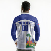 Haiti Basketball Custom Long Sleeve Polo Shirt Ayiti Coat Of Arms White Sporty Style