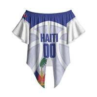 Haiti Basketball Custom Off Shoulder Wrap Waist Top Ayiti Coat Of Arms White Sporty Style