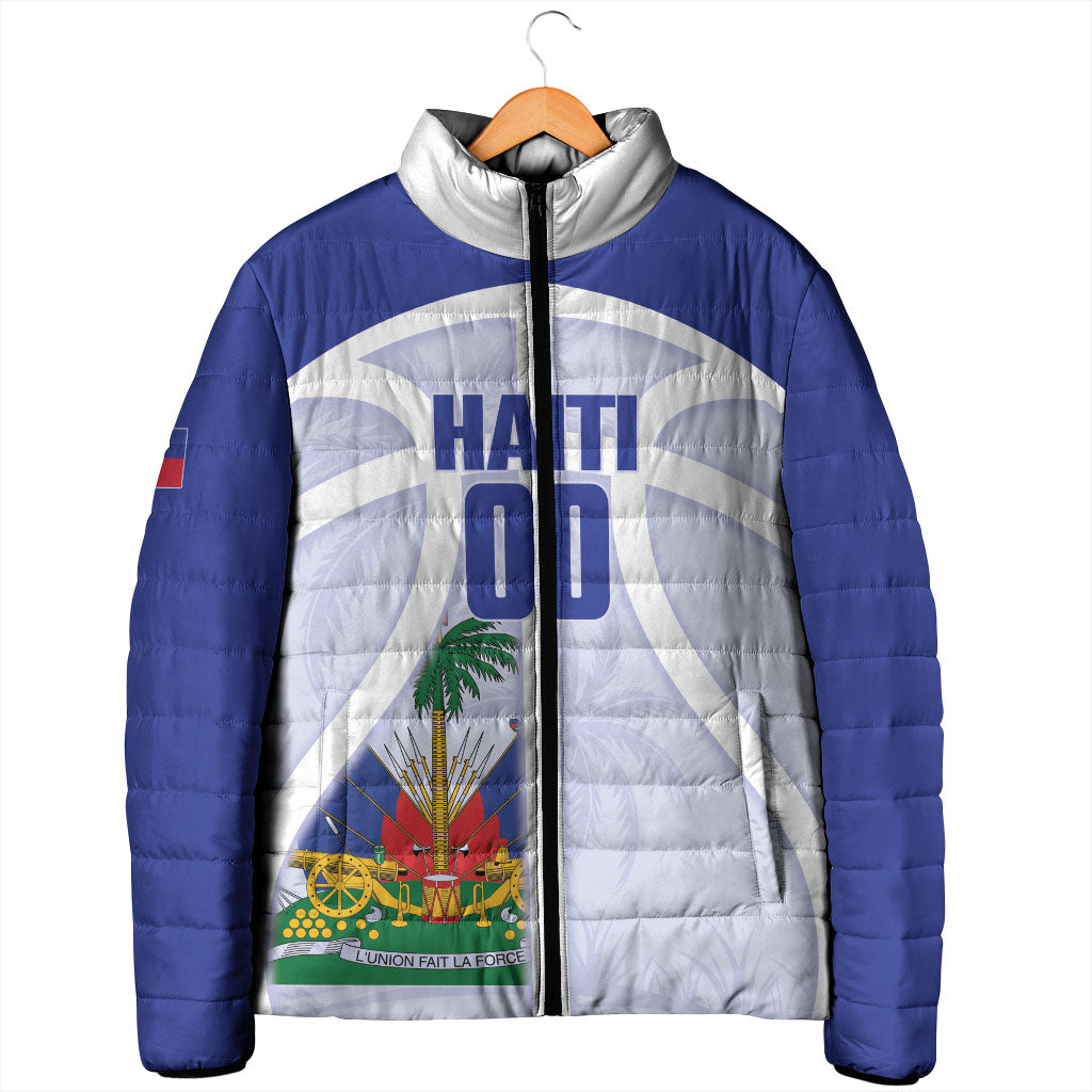 Haiti Basketball Custom Padded Jacket Ayiti Coat Of Arms White Sporty Style