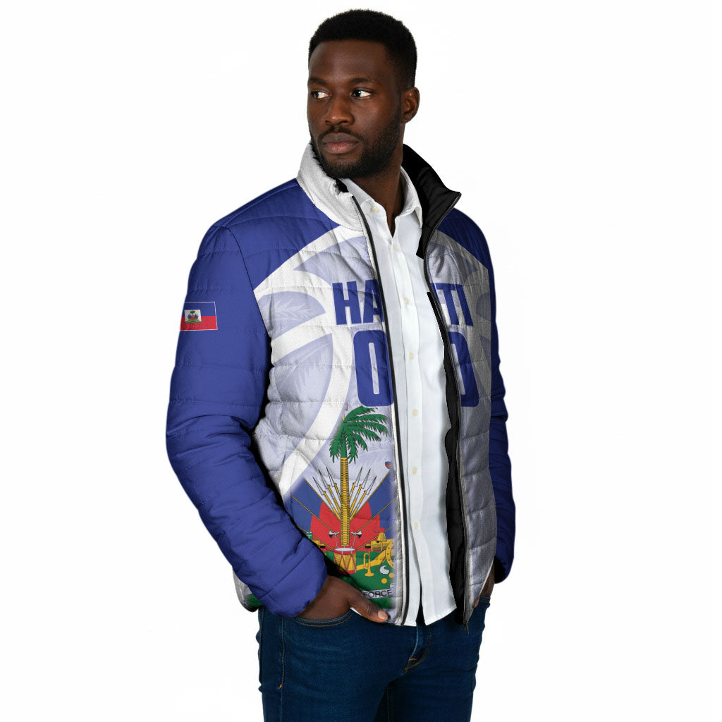 Haiti Basketball Custom Padded Jacket Ayiti Coat Of Arms White Sporty Style