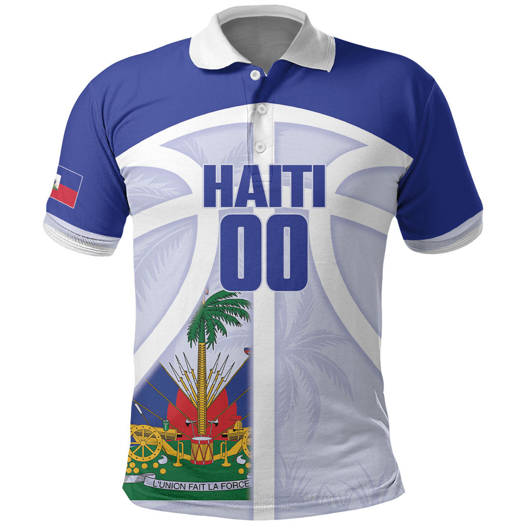 Haiti Basketball Custom Polo Shirt Ayiti Coat Of Arms White Sporty Style