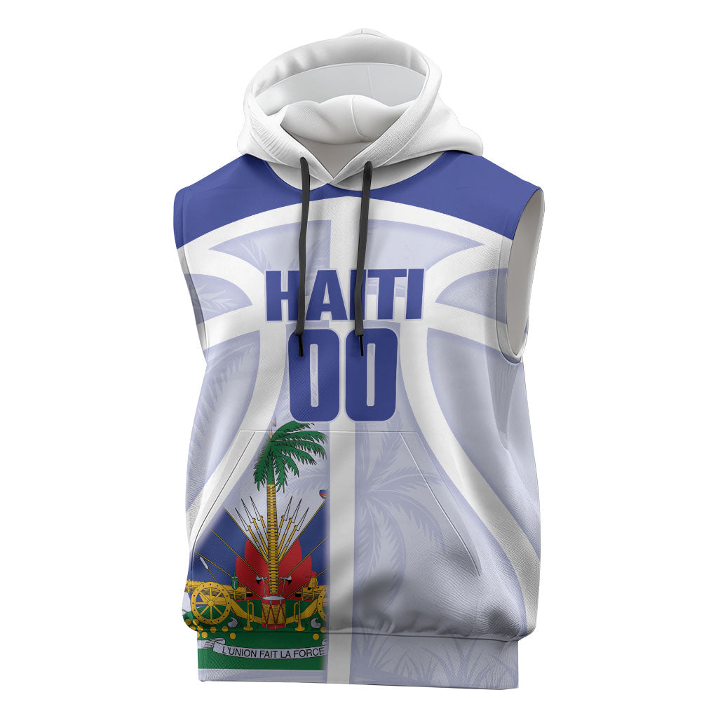 Haiti Basketball Custom Sleeveless Hoodie Ayiti Coat Of Arms White Sporty Style