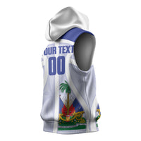 Haiti Basketball Custom Sleeveless Hoodie Ayiti Coat Of Arms White Sporty Style