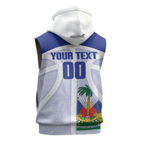 Haiti Basketball Custom Sleeveless Zip Hoodie Ayiti Coat Of Arms White Sporty Style