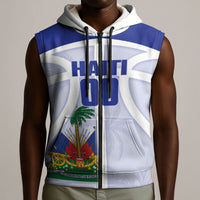 Haiti Basketball Custom Sleeveless Zip Hoodie Ayiti Coat Of Arms White Sporty Style