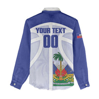 Haiti Basketball Custom Women Casual Shirt Ayiti Coat Of Arms White Sporty Style