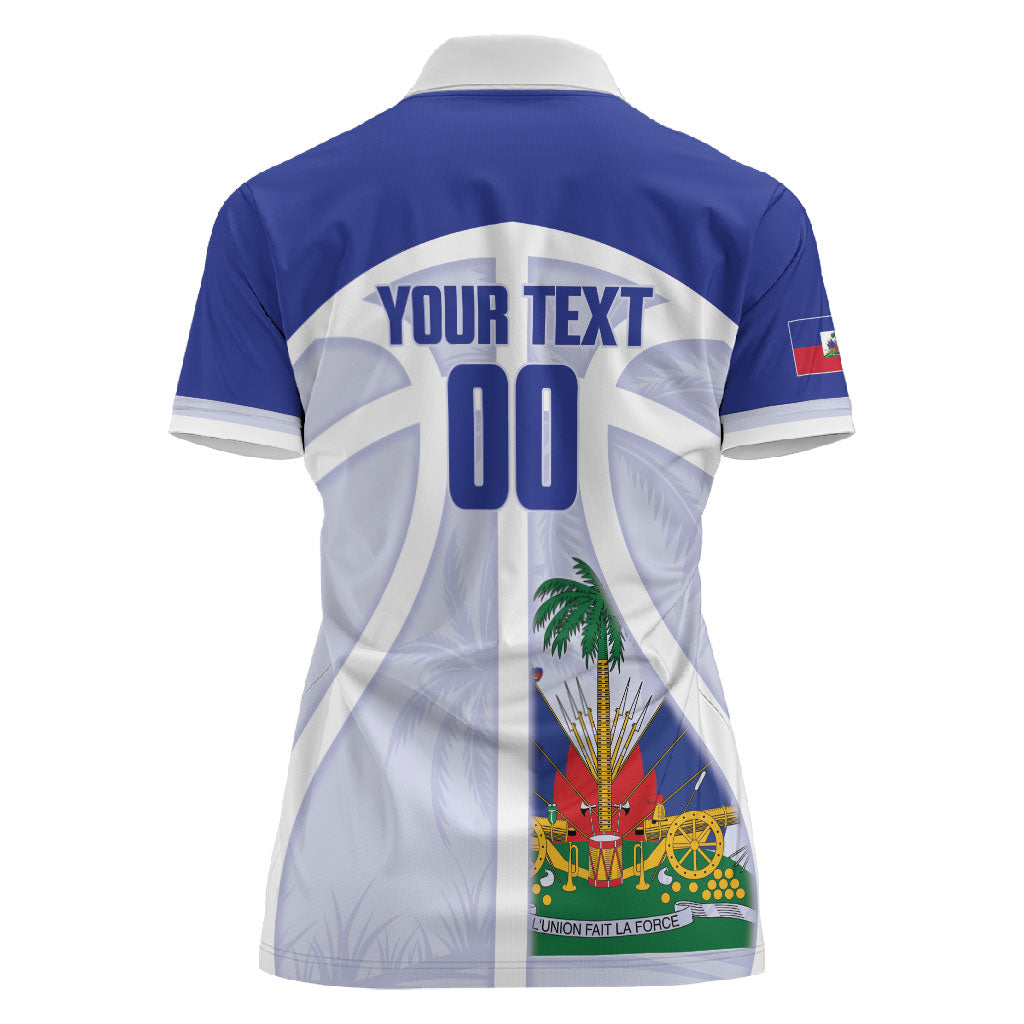 Haiti Basketball Custom Women Polo Shirt Ayiti Coat Of Arms White Sporty Style