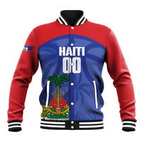 Haiti Basketball Custom Baseball Jacket Ayiti Coat Of Arms Blue Sporty Style